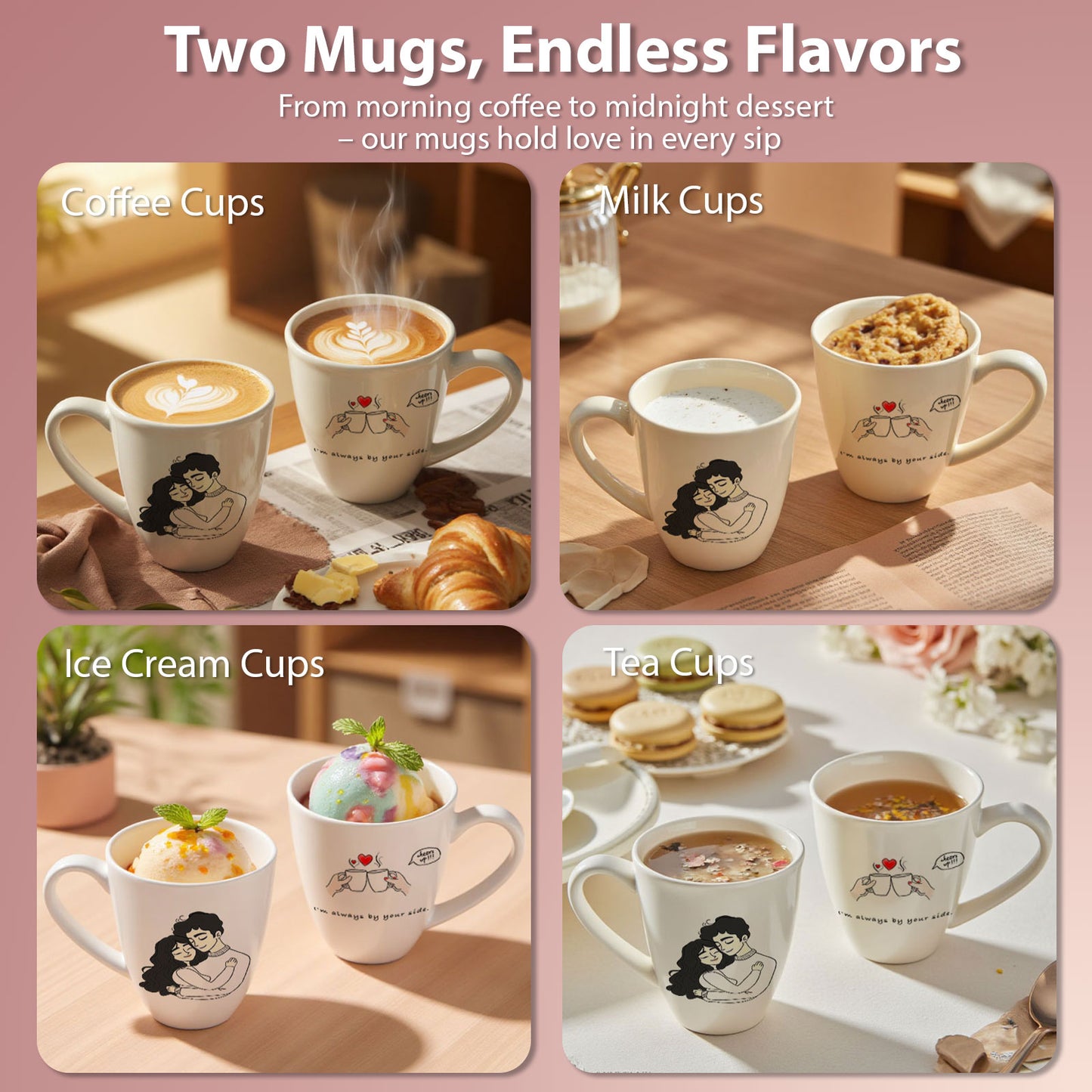 12oz Ceramic Coffee Mugs Set of 2, Wedding Gifts for Couple, Anniversary Gifts, Bride and Groom Engagement Gifts for Newlyweds(Mr & Mrs), Birthday Gifts for Her Him, husband Wife, Women Men