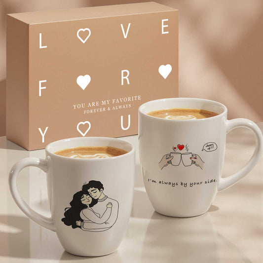 12oz Ceramic Coffee Mugs Set of 2, Wedding Gifts for Couple, Anniversary Gifts, Bride and Groom Engagement Gifts for Newlyweds(Mr & Mrs), Birthday Gifts for Her Him, husband Wife, Women Men